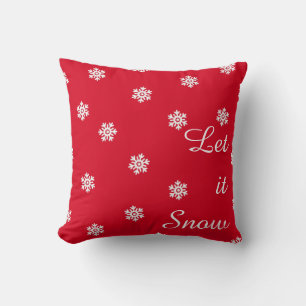 Lassen Sie es Schnee Red Weihnachten weiße Schneef Kissen