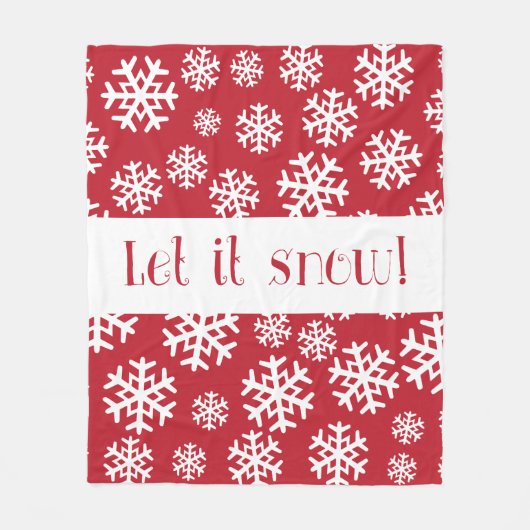 Lassen Sie es Schnee rot und weiß Schneeflocken Mu Fleecedecke (Vorderseite)