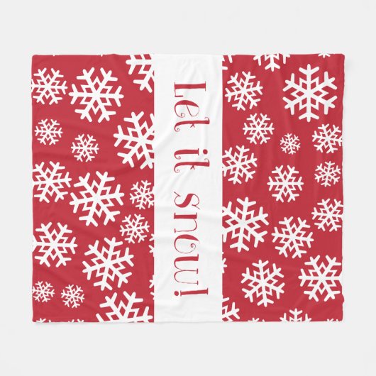 Lassen Sie es Schnee rot und weiß Schneeflocken Mu Fleecedecke (Vorderseite (Horizontal))
