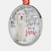 Lassen Sie es Schnee Rote handgeschriebene Overlay Ornament Aus Metall (Links)