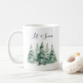Lassen Sie es Schnee Wasserfarbe Weihnachtsbaum Kaffeetasse