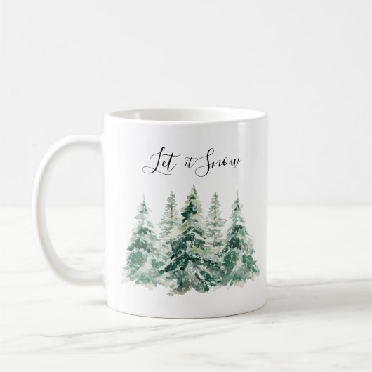 Lassen Sie es Schnee Wasserfarbe Weihnachtsbaum Kaffeetasse (Links)