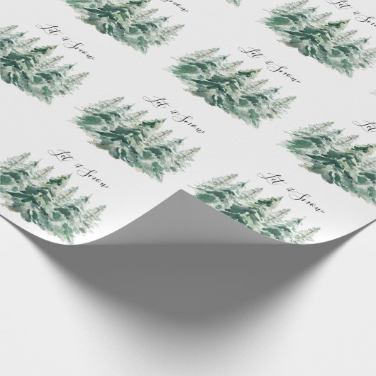 Lassen Sie es Schnee Wasserfarben Weihnachtskiefer Geschenkpapier (Ecke)