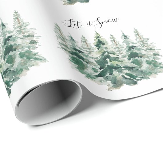 Lassen Sie es Schnee Wasserfarben Weihnachtskiefer Geschenkpapier (Rolleneckpunkt)