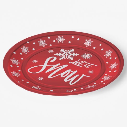 Lassen Sie es Schnee Weihnachten Design Plättchen Pappteller (Schrägansicht)