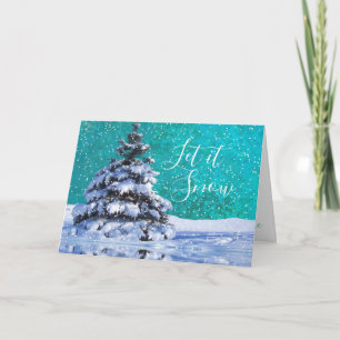 Lassen Sie es Schnee werfen Kissen Winterschnee el Feiertagskarte