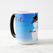 Lassen Sie es schneebedeckten Schneemann schneien Verwandlungstasse (Vorderseite Links)