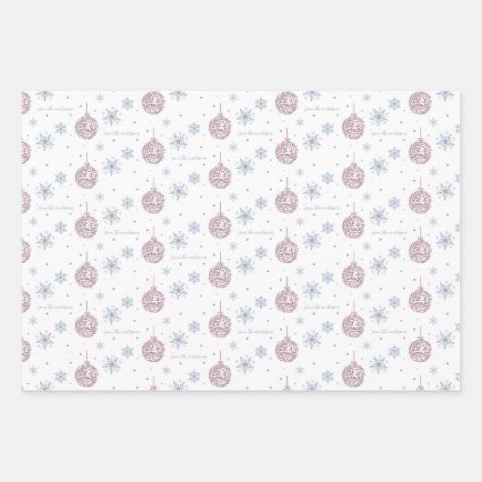 Lassen Sie es schneebeständig blau und Burgund Per Geschenkpapier Set (Vorderseite)