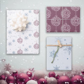 Lassen Sie es schneebeständig blau und Burgund Per Geschenkpapier Set