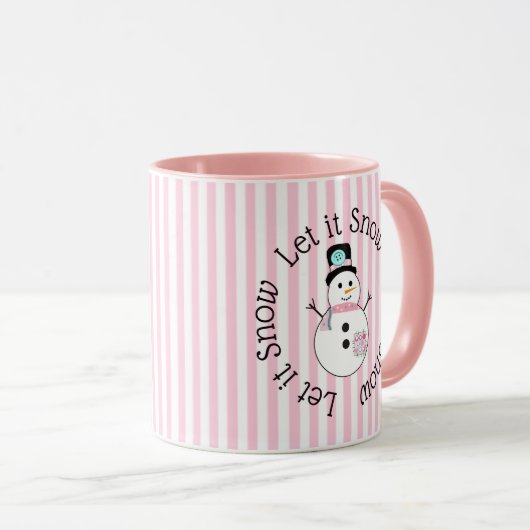 Lassen Sie es schneefarben Schneemann Weihnachten Tasse (VorderseiteRechts)