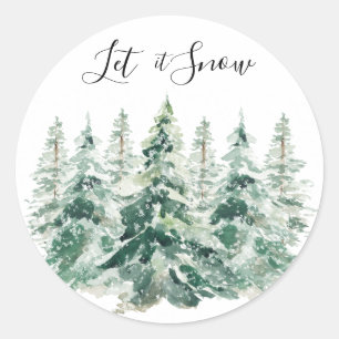 Lassen Sie es schneefarbene Weihnachtskiefernbäum Runder Aufkleber