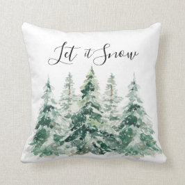 Lassen Sie es schneefarbene Weihnachtskiefernbäume Kissen