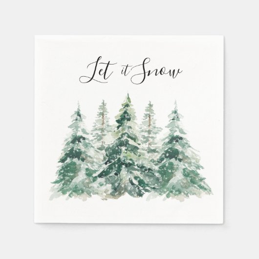 Lassen Sie es schneefarbene Weihnachtskiefernbäume Serviette (Vorderseite)