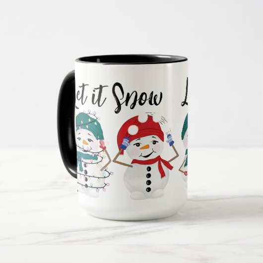 Lassen Sie es schneefeste Schneemänner Wasserfarbe Tasse (Vorderseite Links)