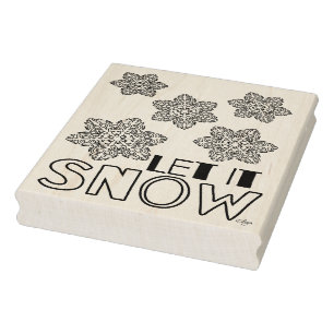 Lassen Sie es Schneeflocken Holzkunst Briefmarke, Gummistempel