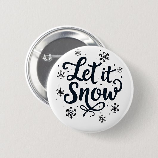 Lassen Sie es Schneeflocken Wintersaison Weihnacht Button (Vorne & Hinten)