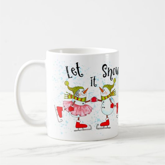 Lassen Sie es schneegehen Snowmen Paar Kaffeetasse (Links)