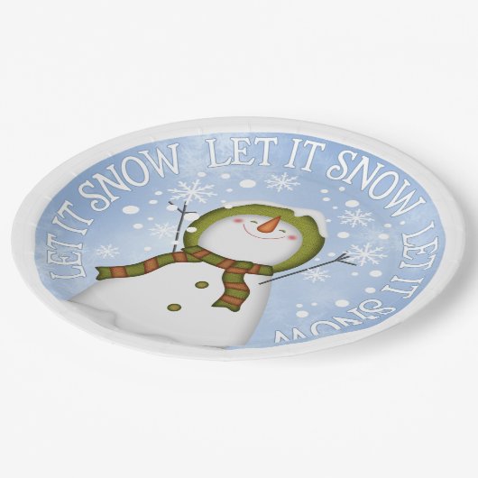 Lassen Sie es Schneemann Papier Teller (Schrägansicht)