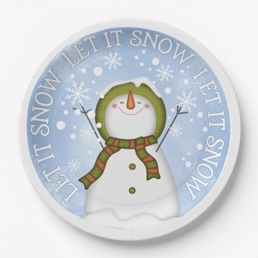 Lassen Sie es Schneemann Papier Teller (Vorderseite)