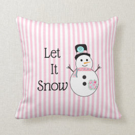 Lassen Sie es Schneemann Pink & White Weihnachten  Kissen