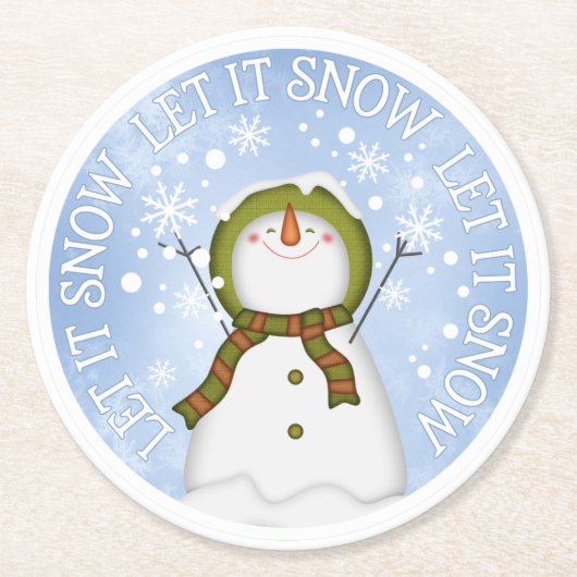 Lassen Sie es Schneemann Rundpapier Untersetzer (Vorderseite)