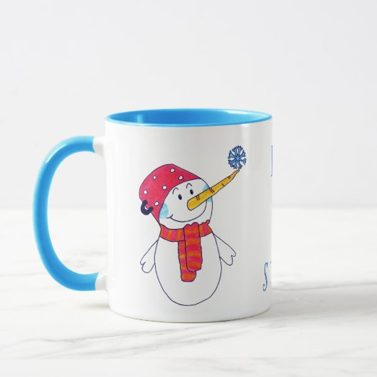 Lassen Sie es Schneemann und Schneeflocken Niedlic Tasse (Links)