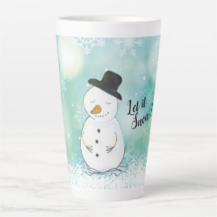Lassen Sie es Schneemann und Schneeflocken schneie Milchtasse