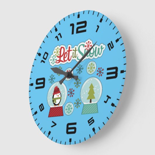 Lassen Sie es Schneepinguin Große Wanduhr (Winkel)