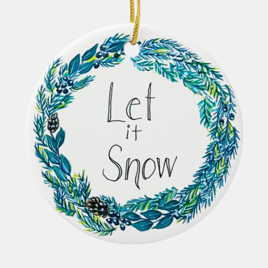Lassen Sie es Schneeschmuck. Keramik Ornament (Vorne)