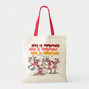 "Lassen Sie es schneien" Flamingo-Winter-Tasche Tragetasche