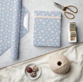 Lassen Sie es schneien - Weihnachtspapier - Blau Geschenkpapier
