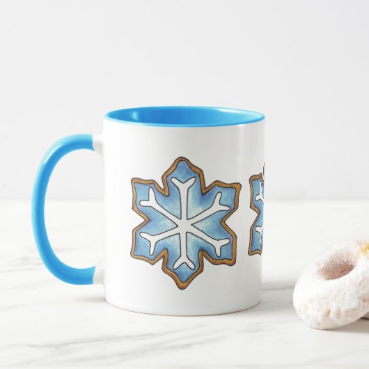 Lassen Sie es schneit blauer Weihnachten Hanukkah  Tasse (Mit Donut)