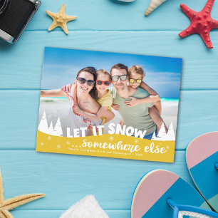 Lassen Sie es schneit lustige Ferien Strand Weihna Feiertagspostkarte