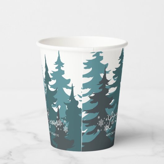 Lassen Sie es schneit | Moderne Aquamarine Grüne B Pappbecher (Rechts)