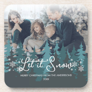 Lassen Sie es schneit   Modernes Aquamarines Grünb Getränkeuntersetzer