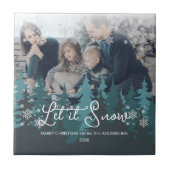 Lassen Sie es schneit | Schneeflocken Pine Tree We Fliese (Vorderseite)