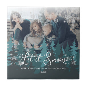 Lassen Sie es schneit Schneeflocken Pine Tree We Fliese