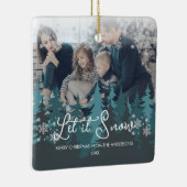 Lassen Sie es schneit | Schneeflocken Pine Tree We Keramikornament (Rechts)