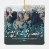 Lassen Sie es schneit | Schneeflocken Pine Tree We Keramikornament (Rückseite)