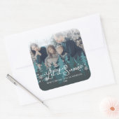 Lassen Sie es schneit | Schneeflocken Pine Tree We Quadratischer Aufkleber (Umschlag)