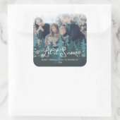 Lassen Sie es schneit | Schneeflocken Pine Tree We Quadratischer Aufkleber (Tasche)