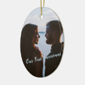 Lassen Sie es schneit unser 1. Weihnachtsblau Keramik Ornament (Links)