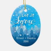 Lassen Sie es schneit unser 1. Weihnachtsblau Keramik Ornament (Hinten)