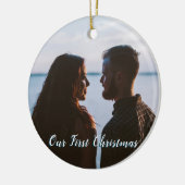 Lassen Sie es schneit unser 1. Weihnachtsblau Keramik Ornament (Links)