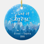 Lassen Sie es schneit unser 1. Weihnachtsblau Keramik Ornament (Hinten)