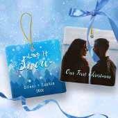 Lassen Sie es schneit unser 1. Weihnachtsblau Keramikornament