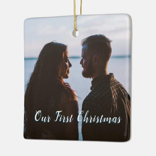 Lassen Sie es schneit unser 1. Weihnachtsblau Keramikornament (Links)