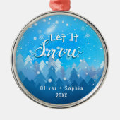 Lassen Sie es schneit unser 1. Weihnachtsblau Ornament Aus Metall (Vorne)