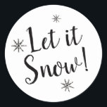 Lassen Sie es schwarz-weiße Schneeflocke schneit Runder Aufkleber<br><div class="desc">Ein einfaches Muster von handgezeichnet Schneeflocken,  das Ihren Urlaubspost und Handwerksprojekten eine Touch Winterzeit verleiht.</div>