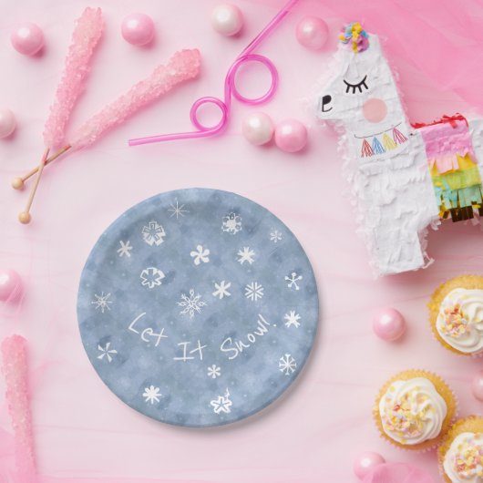 Lassen Sie es Spaß Schneeflocken Blauer Winterurla Pappteller (Party)